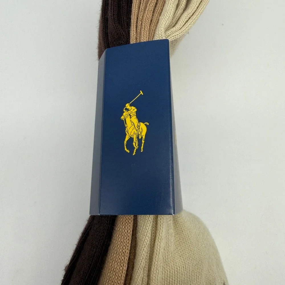 Polo Ralph Lauren Dress Socks Mens 10-13 Khaki Tan Brown 3-Pack 8129PKN NEW